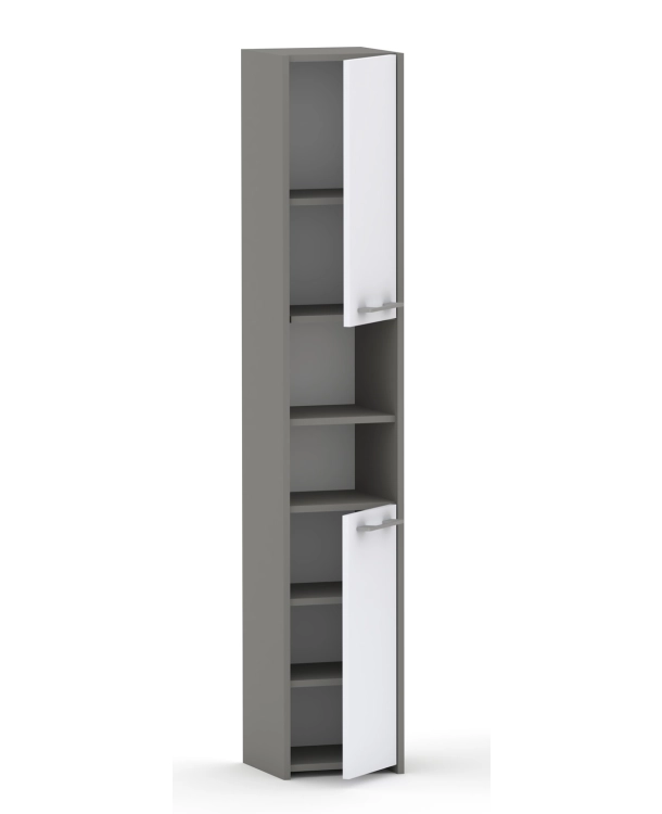 Słupek łazienkowy LUNA 30 cm 2D szary z białym frontami, mat/połysk